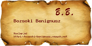 Bozsoki Benignusz névjegykártya